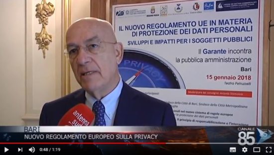 GDPR, il Garante Privacy a Bari incontra la PA. Intervista ad Antonello Soro
